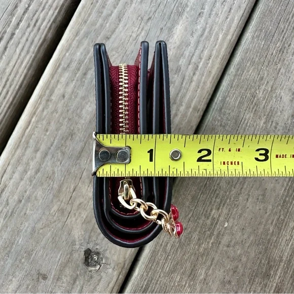 Coach Snap Wallet In Signature Canvas With Cherry Print In Tan Multi Zip Fold - Picture 12 of 13